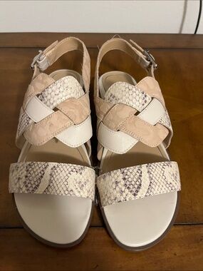 Woven Neutral Snake-Print Slingback Sandals - Women